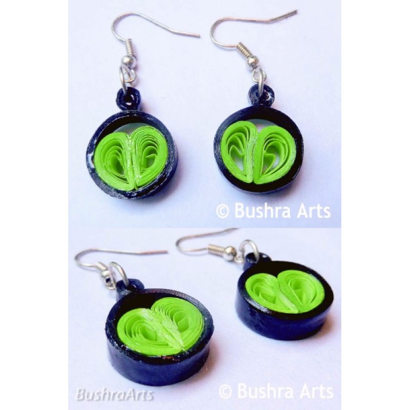 Heart Paper Earrings with Circle Border